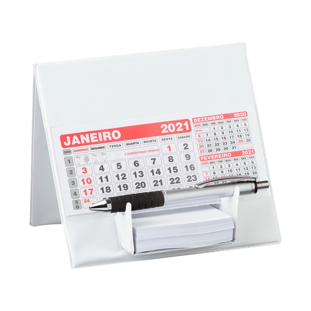 CALENDÁRIO DE MESA GRANDE COM PORTA RASCUNHO E SUPORTE PARA CANETA